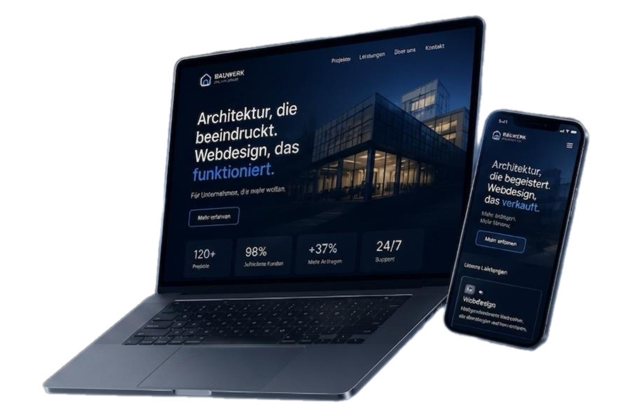 Beispiel-Website auf Laptop und Smartphone
