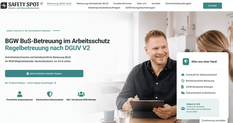 Safety Spot, Website Referenz